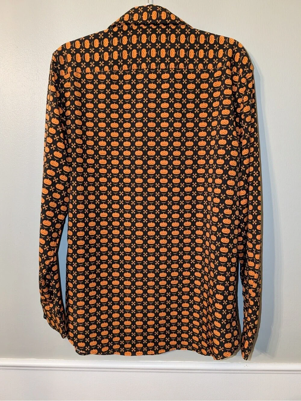 Tom Baine Halloween Collection Slim Fit Men's Orange Black Shirt Size L 16-16.5